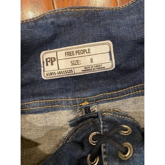 Free People Modern Femme Corset Denim Skirt Size 8 Y2K Summer Beach Vibe Lace Up - Picture 2 of 3